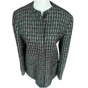 Vintage Evan Picone black and silver houndstooth metallic jacket size 10